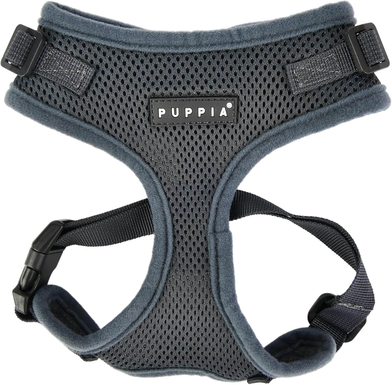 Puppia RiteFit Dog Harness Mesh Over-The-Head All Season No Pull No Choke Walking Training Adjustable Neck & Chest for Small & Medium Dog - Grey - Medium